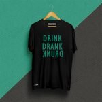 Drink Drank Drunk Black Unisex Printed Tshirt