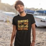 Surfing Black Mens Printed Tshirt