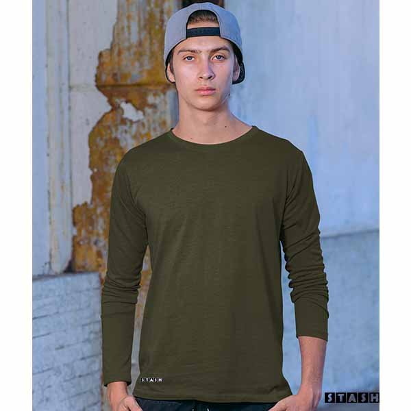 Olive Unisex Plain Full Sleeves Tshirt